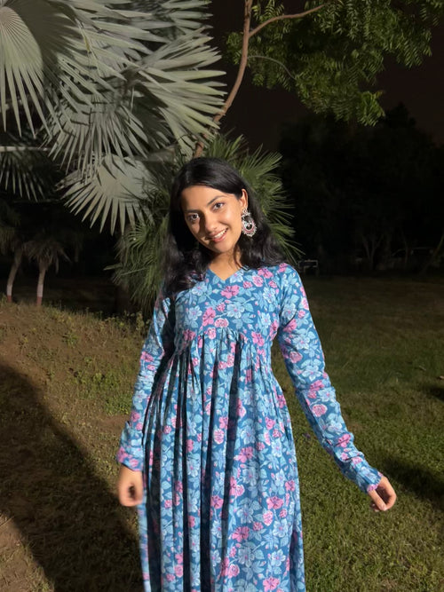 Blue Petal Flared Kurti