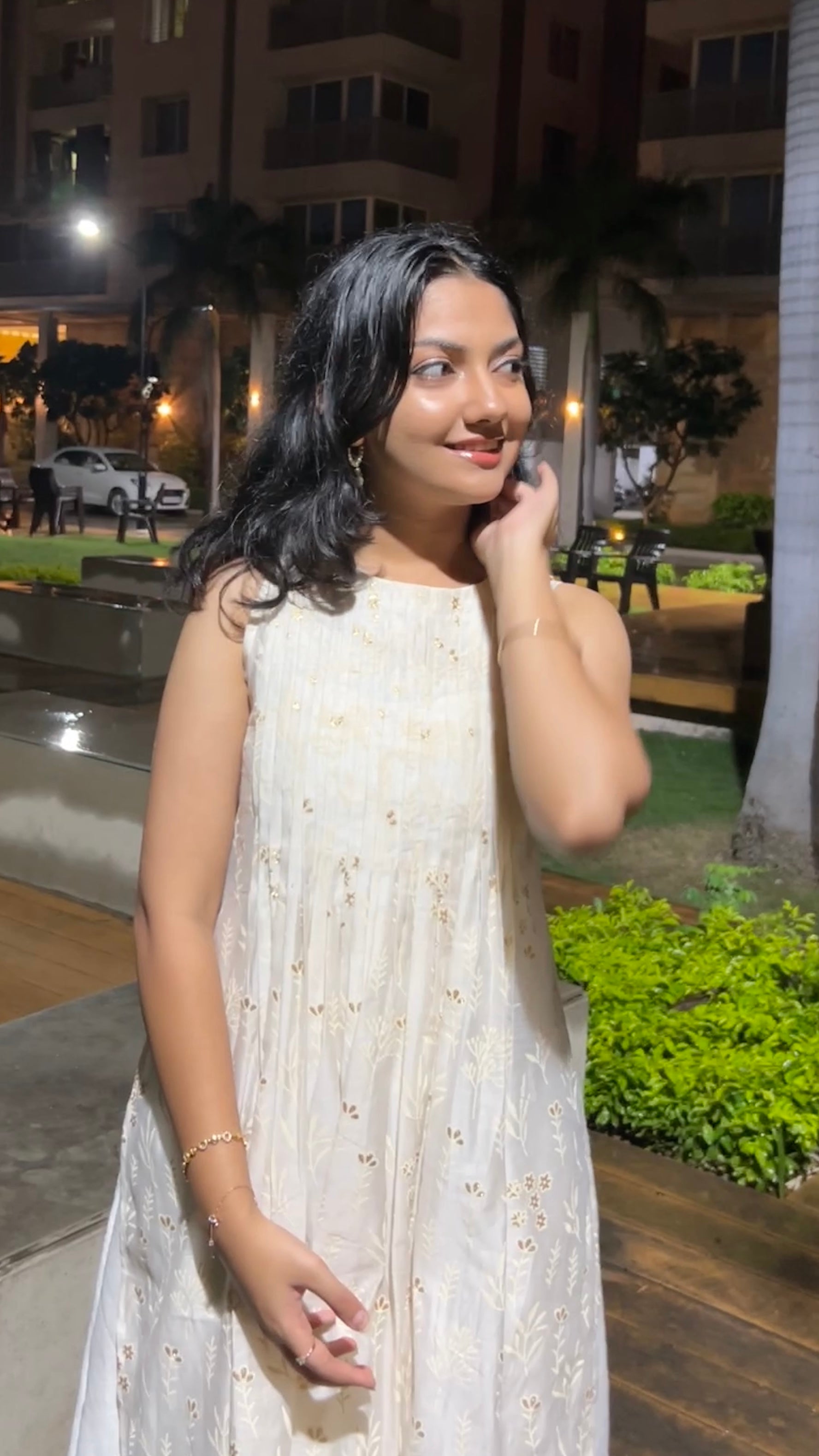 Moonlit Ivory Layered Kurti Set