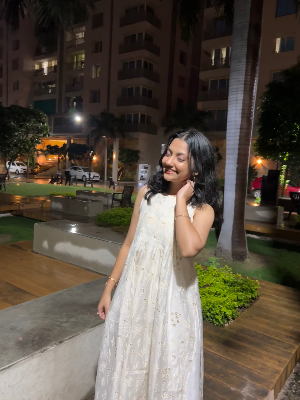 Moonlit Ivory Layered Kurti Set