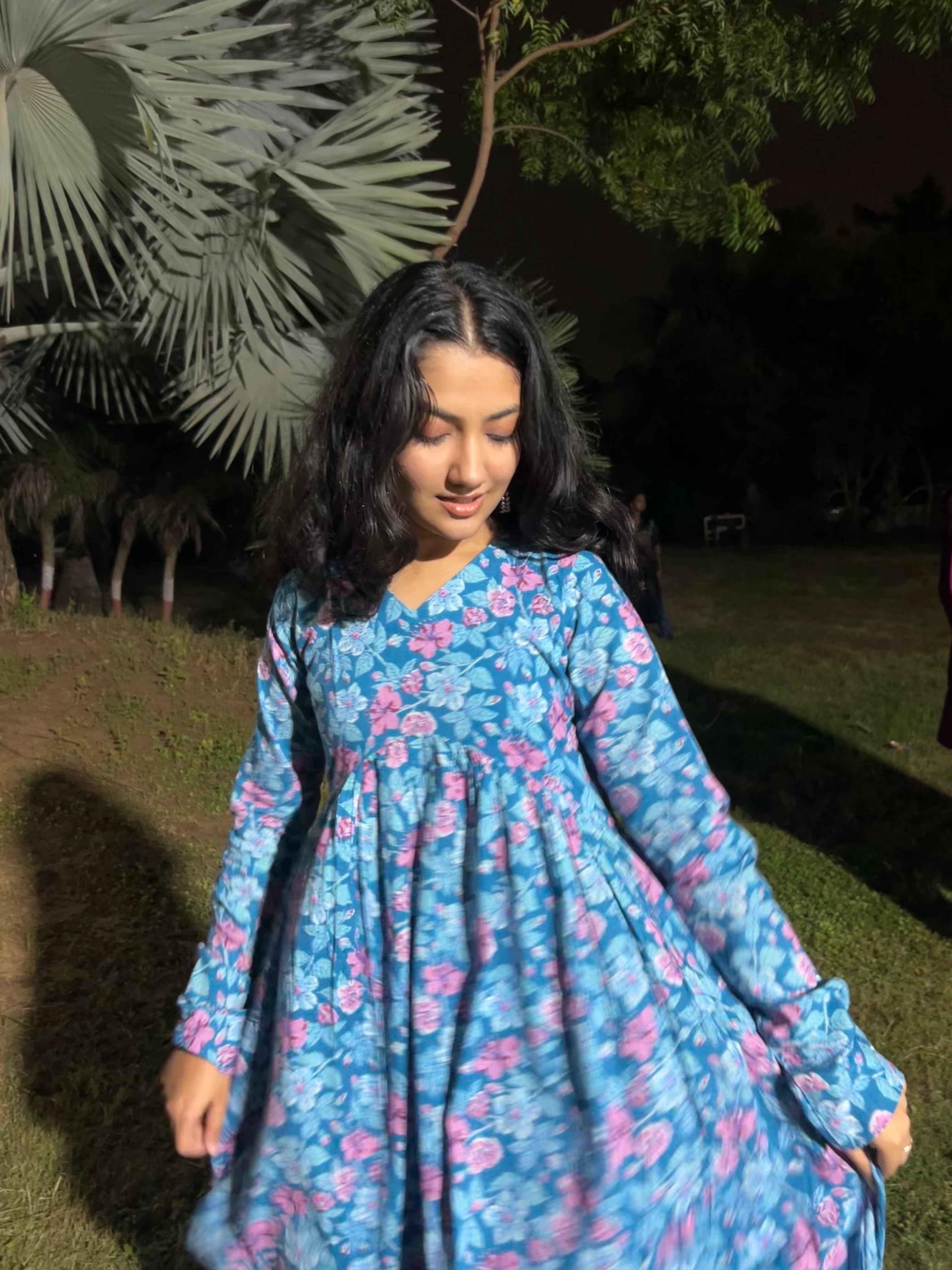 Blue Petal Flared Kurti