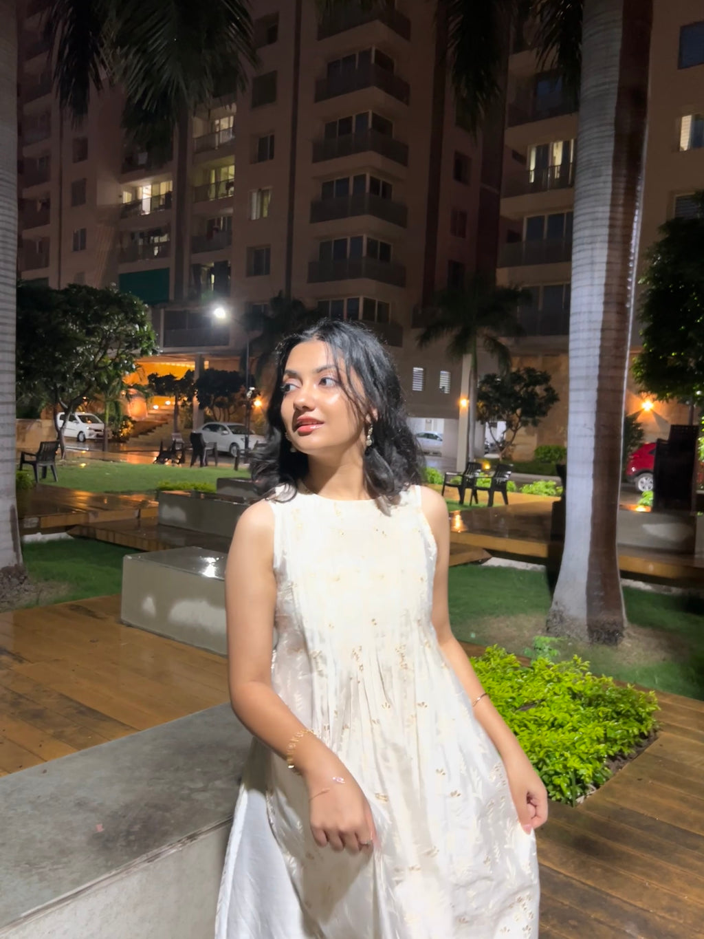 Moonlit Ivory Layered Kurti Set