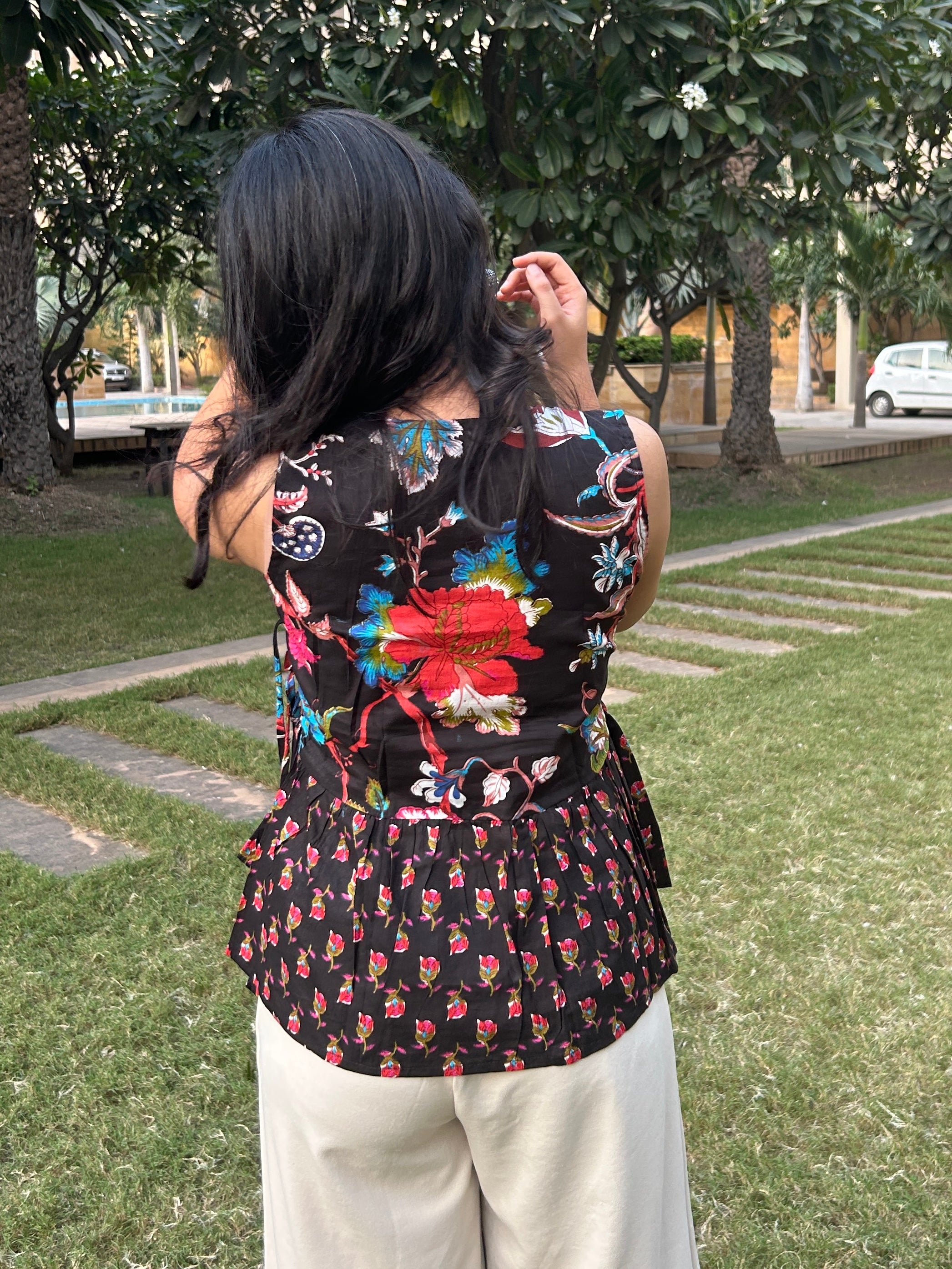 Zariya Noir Peplum Top