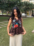 Zariya Noir Peplum Top